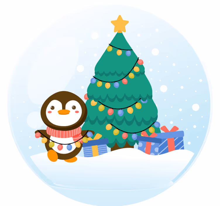 Posavasos navideño pingüino con árbol de navidad - TenVinilo