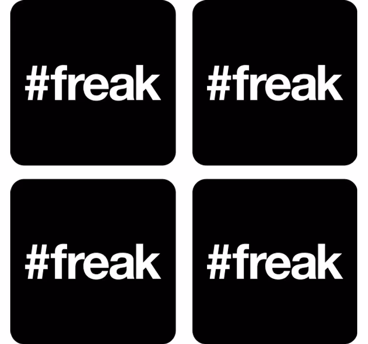 Posavasos frikis fondo negro con hashtag - TenVinilo