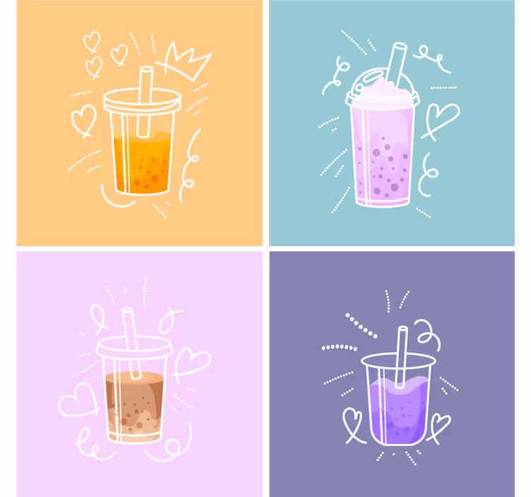 Posavasos moderno ilustraciones de bebidas coloridas - TenVinilo