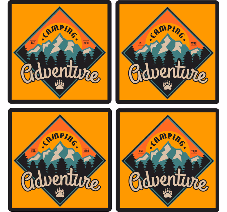Posavasos con frases insignia de aventura camping - TenVinilo