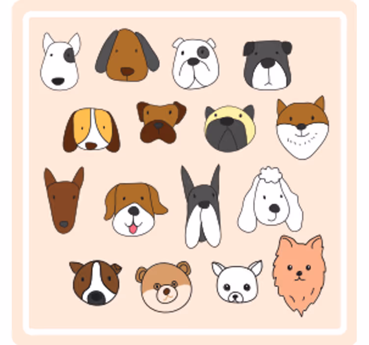 Posavasos moderno Razas de perros de dibujos animados - TenVinilo