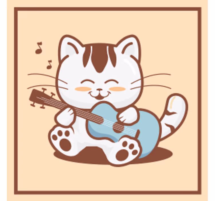 Posavasos moderno Dibujos animados de gato músico - TenVinilo