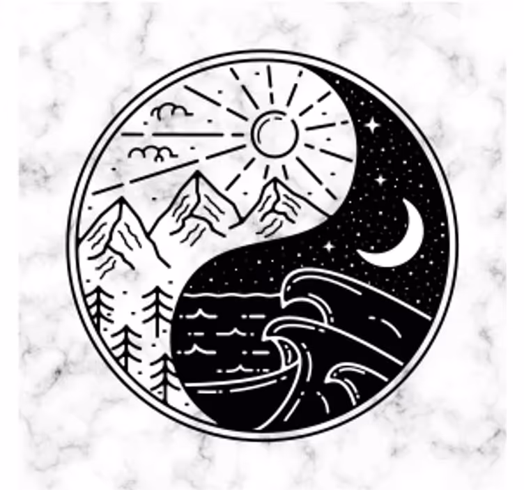 Posavasos moderno Ying yang en mármol - TenVinilo