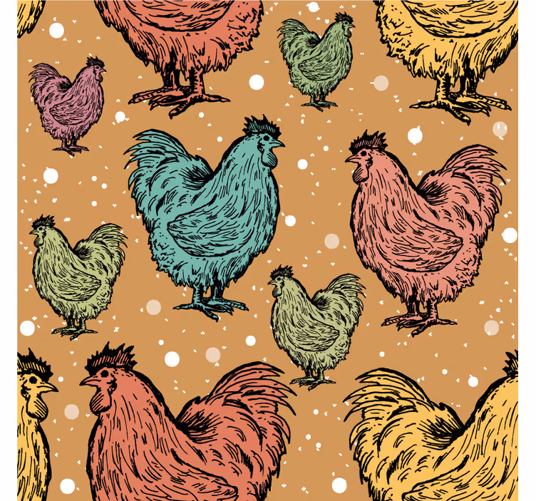 Posavasos frikis patrones de pollo coloridos - TenVinilo