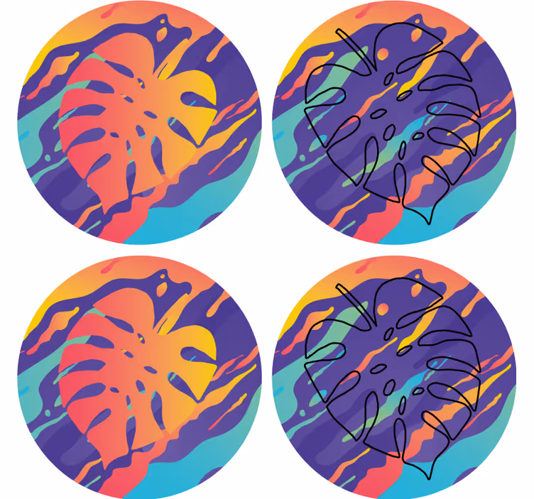 Posavasos patrones de hojas coloridas - TenVinilo