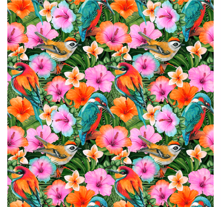 Posavasos moderno aves tropicales florales - TenVinilo