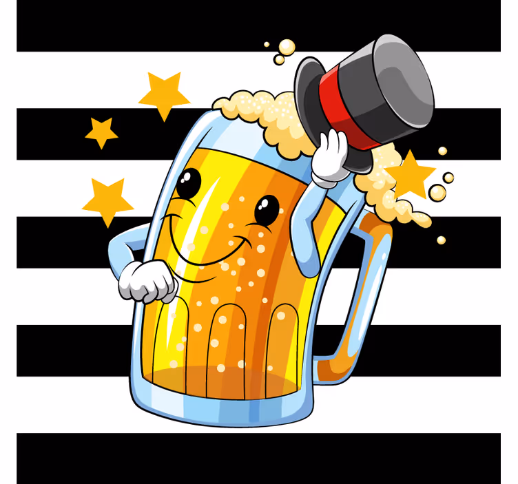 Posavasos cerveza mascota de taza alegre - TenVinilo