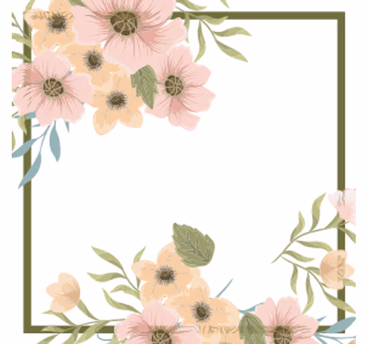 Posavasos moderno marco de borde floral - TenVinilo