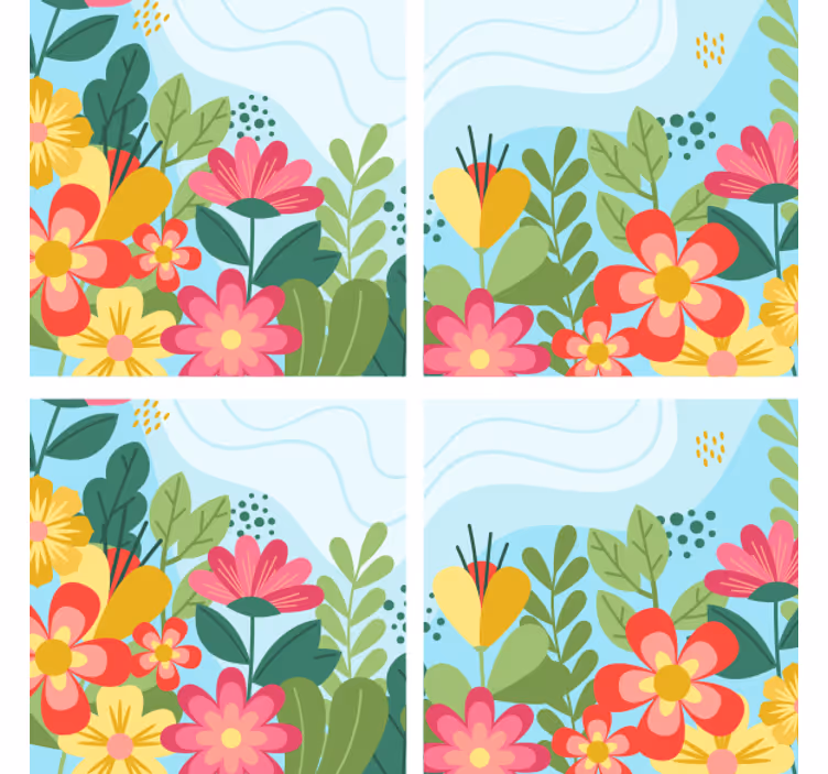 Posavasos moderno composición de flores vivas - TenVinilo