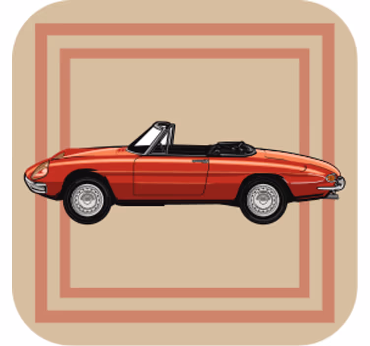 Posavasos vintage ilustración de convertible vintage - TenVinilo