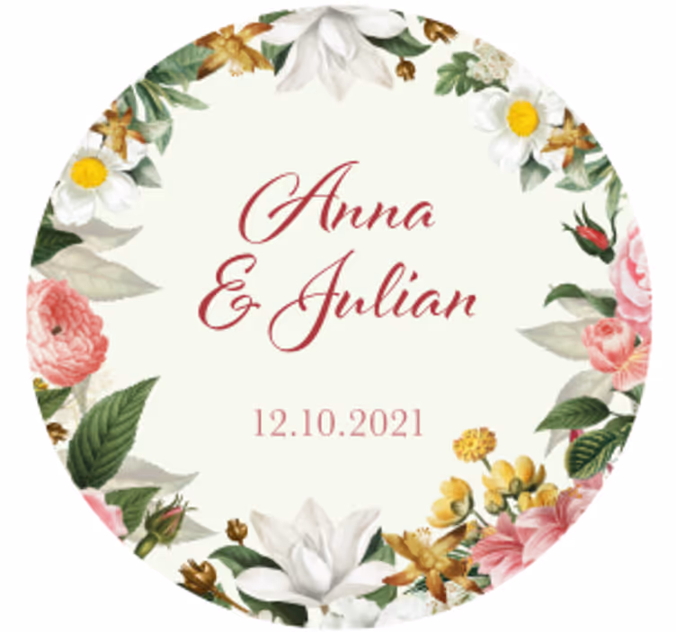 Posavasos boda floral personalizado - TenVinilo
