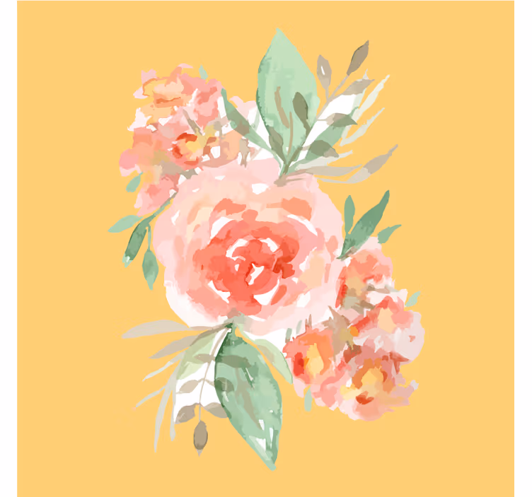 Posavasos moderno ramo floral acuarela - TenVinilo