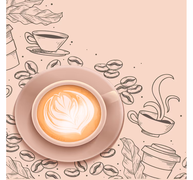 Posavasos moderno arte elegante de taza de café - TenVinilo