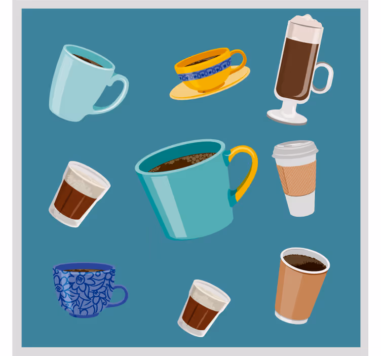 Posavasos moderno variedad de tazas de café - TenVinilo