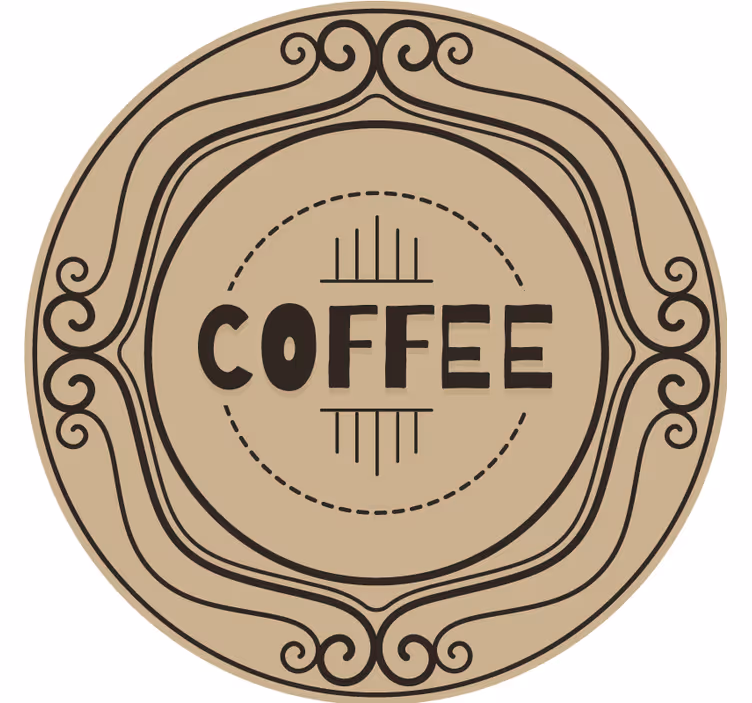 Posavasos personalizable emblema circular elegante de café - TenVinilo