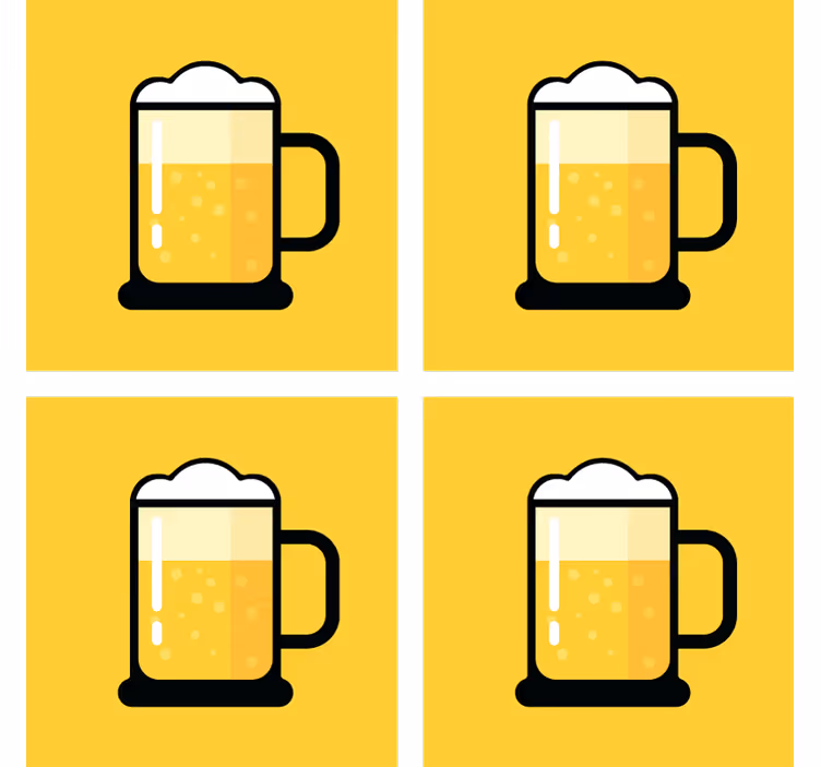 Posavasos cerveza ilustración de jarra amarilla - TenVinilo