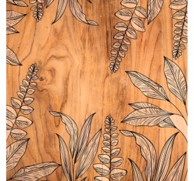 Posavasos vetana de madera natural con flores - TenVinilo