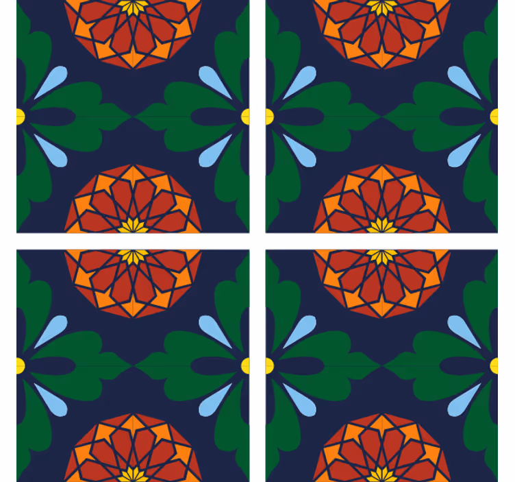 Posavasos de azulejo estampado botánico vibrante - TenVinilo