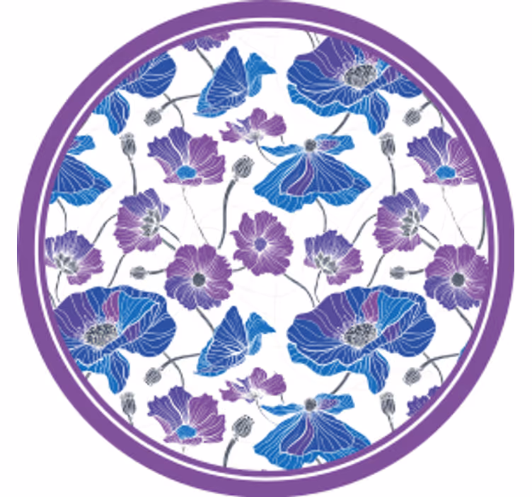 Posavasos moderno motivo floral con acentos morados - TenVinilo