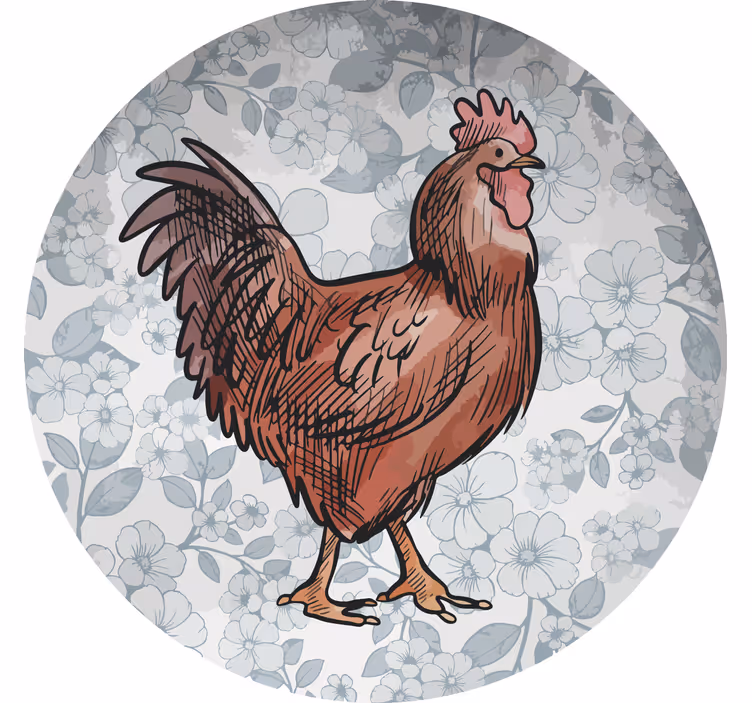Posavasos moderno ilustración de gallo floral - TenVinilo