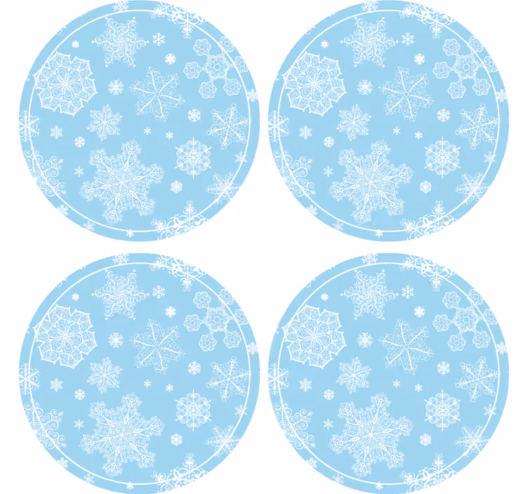 Posavasos navideño con patrón de copos de nieve - TenVinilo