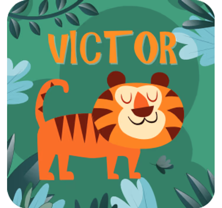 Posavasos personalizable ilustración de tigre alegre - TenVinilo