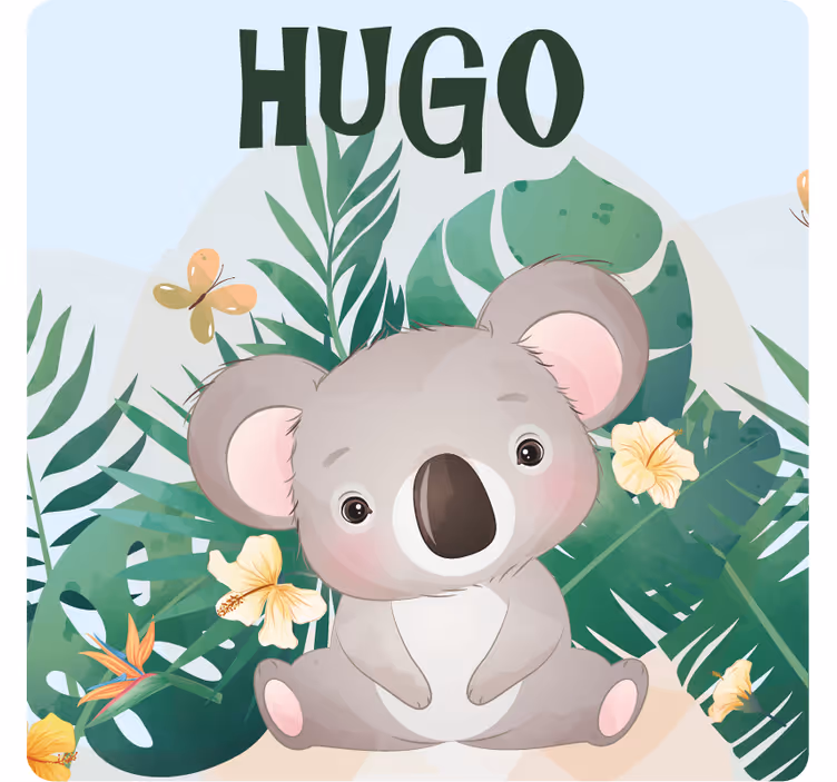 Posavasos personalizable Lindo koala para niño con nombre - TenVinilo