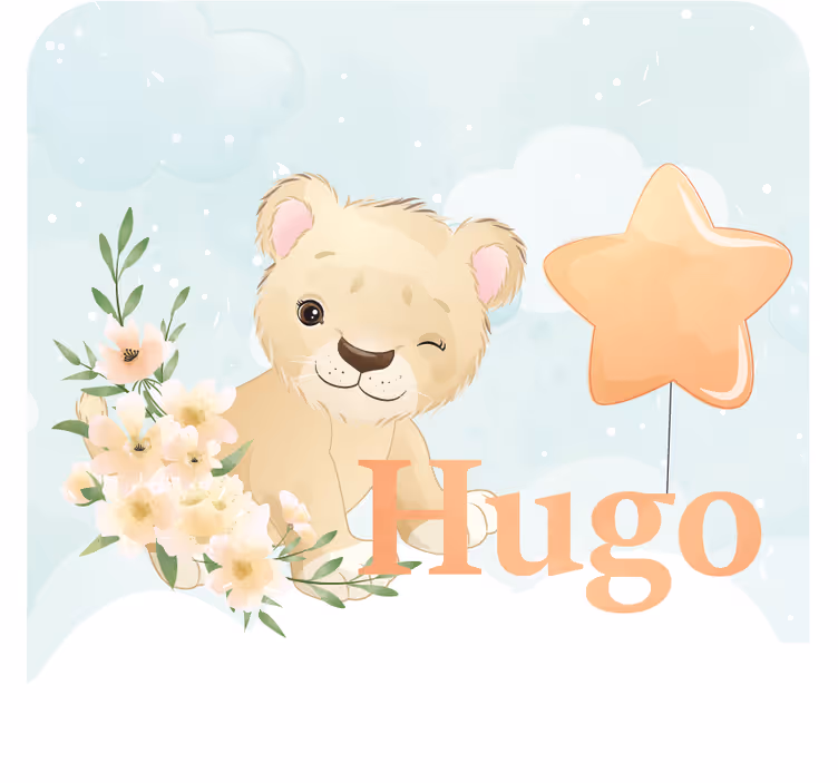 Posavasos personalizable león juguetón con estrella - TenVinilo