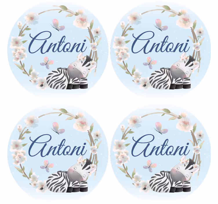 Posavasos personalizable ilustración de cebra personalizable - TenVinilo