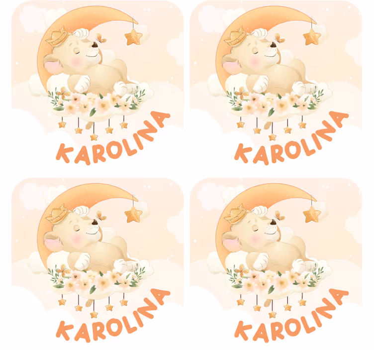 Posavasos personalizable oso durmiendo con estrellas - TenVinilo