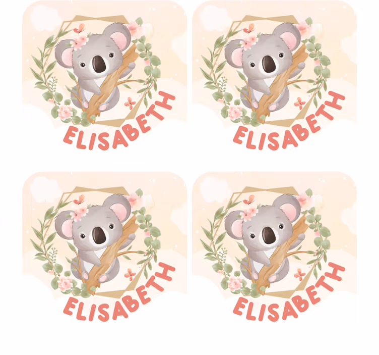 Posavasos personalizable koala lindo con flores - TenVinilo