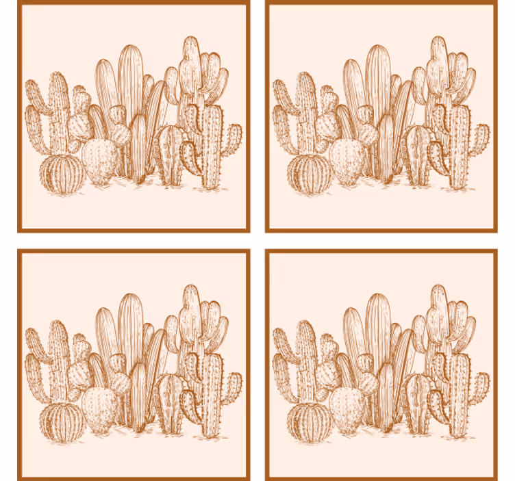Posavasos ilustración de variedades de cactus - TenVinilo