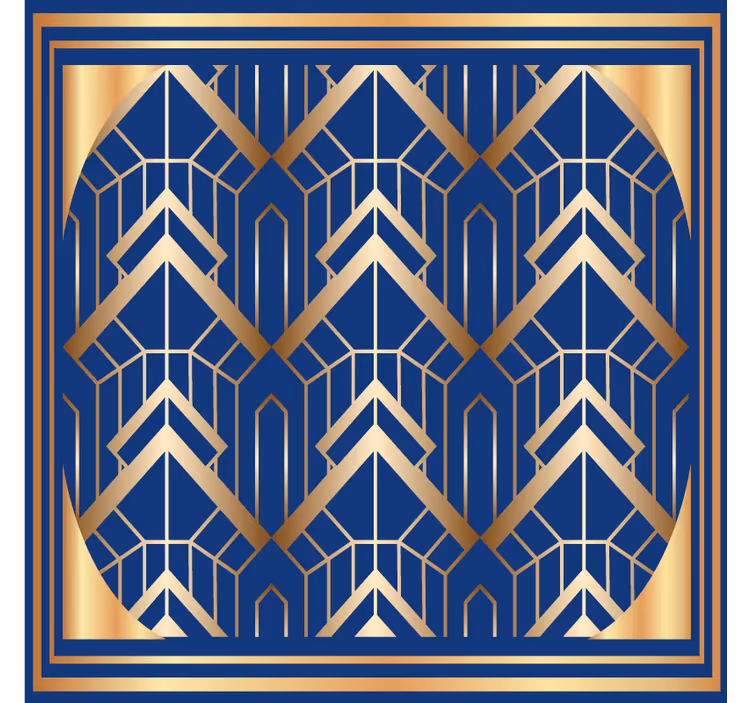 Posavasos moderno patrón geométrico azul y dorado - TenVinilo