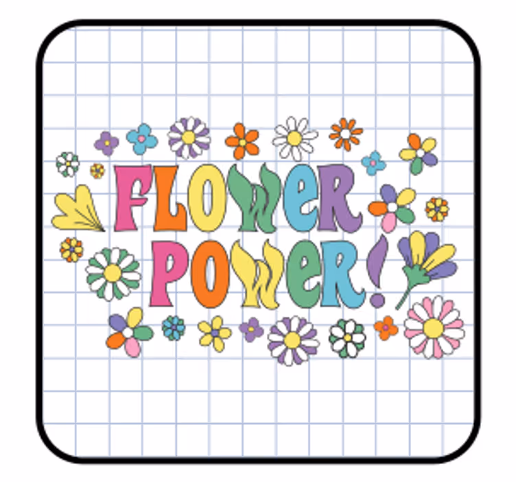 Posavasos frikis tipografía floral colorida - TenVinilo