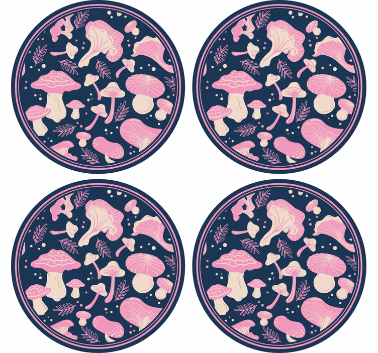 Posavasos frikis con patrones de setas caprichosas - TenVinilo