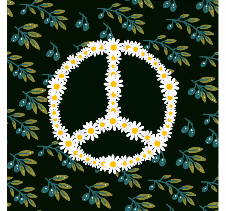 Posavasos frikis símbolo de paz floral - TenVinilo