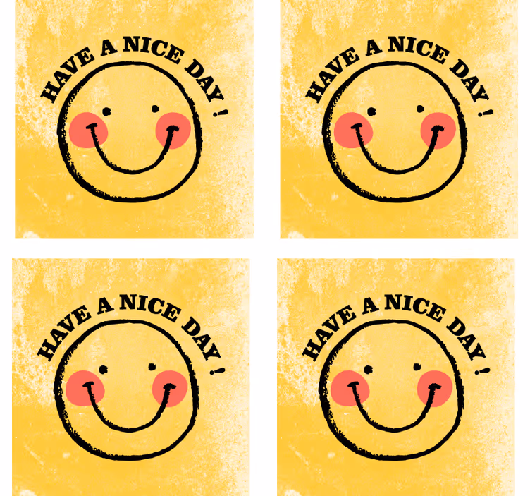 Posavasos con frases carita sonriente y saludo - TenVinilo