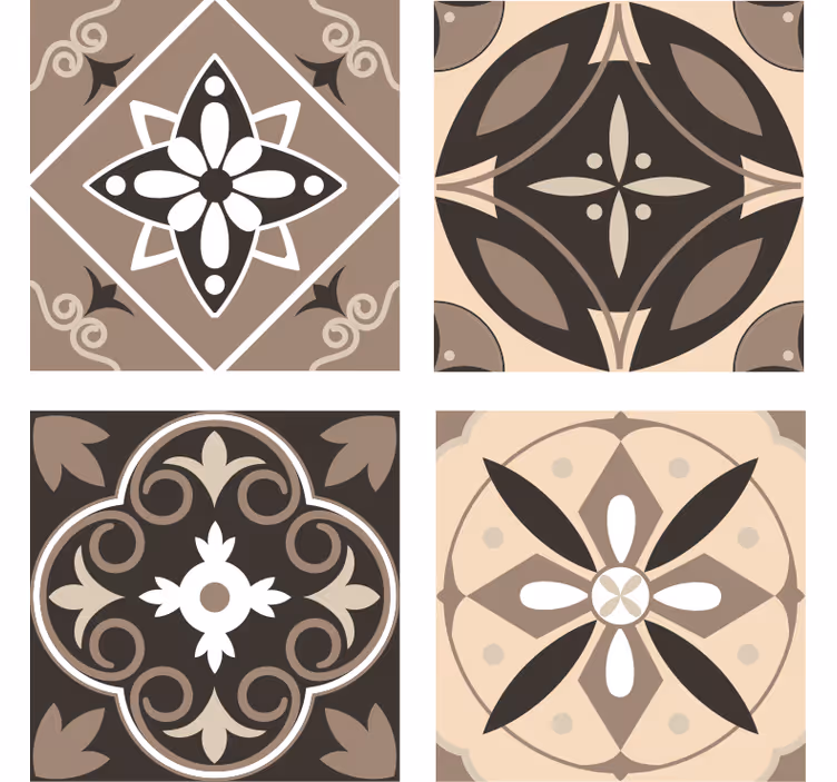 Posavasos conjunto de patrones florales geométricos - TenVinilo