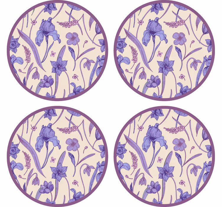 Posavasos patrón floral púrpura - TenVinilo