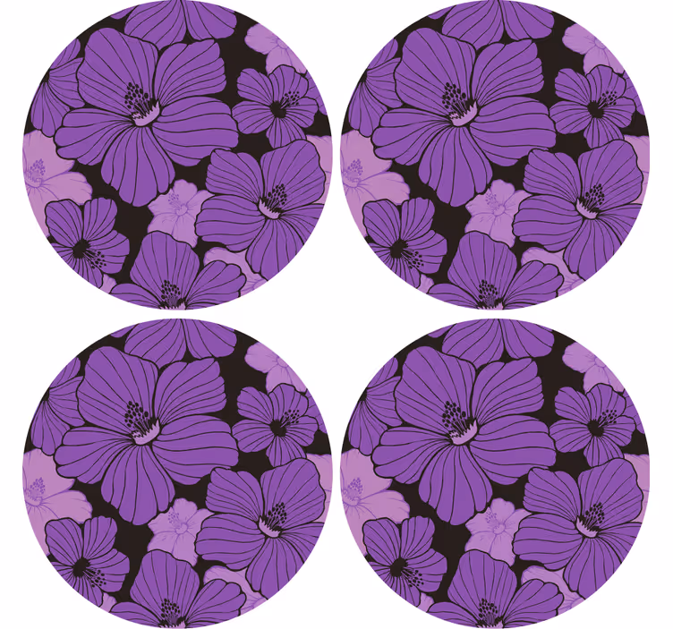 Posavasos patrón floral púrpura vibrante - TenVinilo