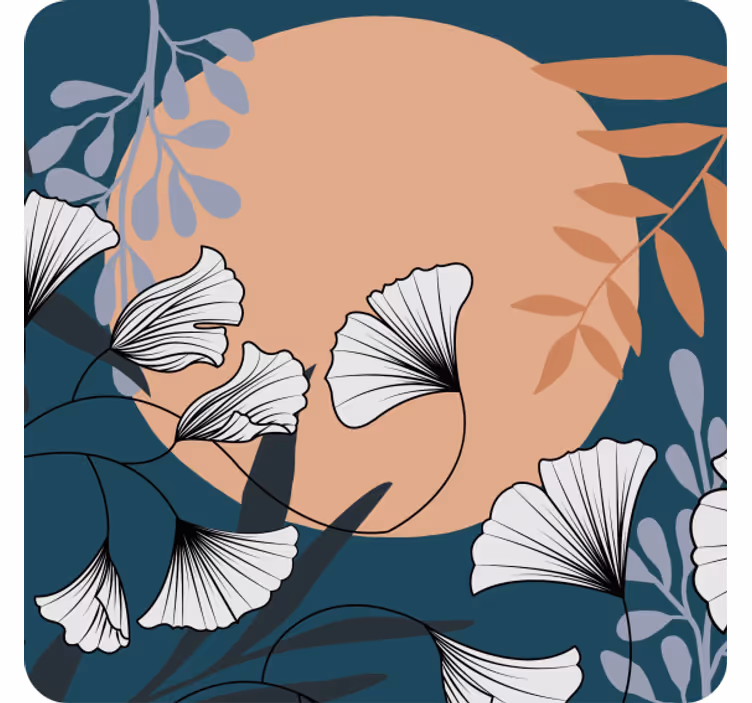 Posavasos moderno patrón floral de ginkgo - TenVinilo