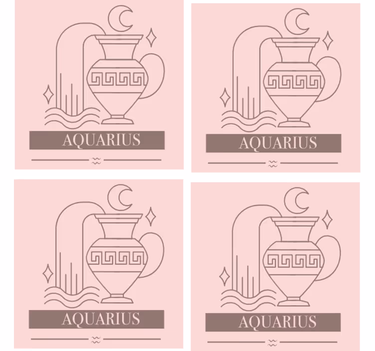 Posavasos con frases símbolo zodiacal acuario - TenVinilo