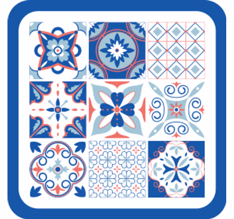 Posavasos de azulejo con motivos geométricos - TenVinilo