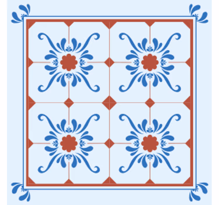 Posavasos de azulejo con patrón floral decorativo - TenVinilo