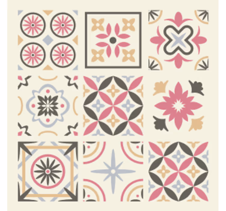 Posavasos de azulejo elemento floral geométrico - TenVinilo