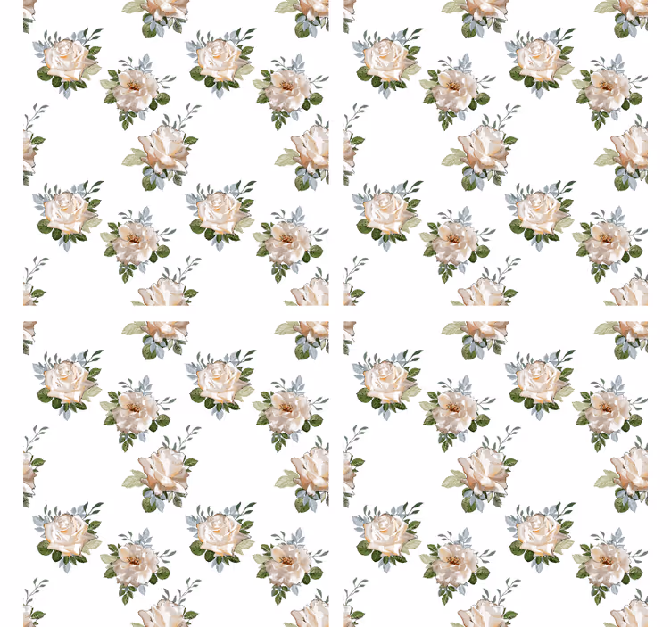 Posavasos patrón floral sobre fondo blanco - TenVinilo