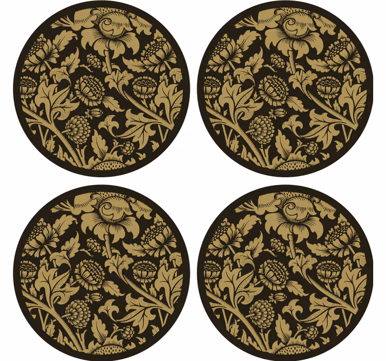 Posavasos vintage patrón floral dorado - TenVinilo