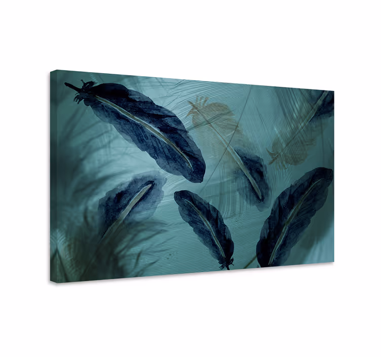 Cuadro azul estética de pluma acuarelada - TenVinilo