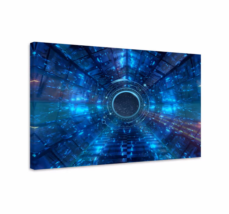 Cuadro azul fondo sci-fi azul con patrón geométrico - TenVinilo