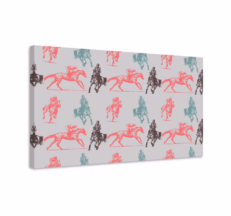 Cuadro caballos patrón de caballos en fondo gris - TenVinilo